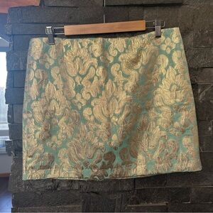 J. Crew Gold and Blue Brocade Mini Skirt